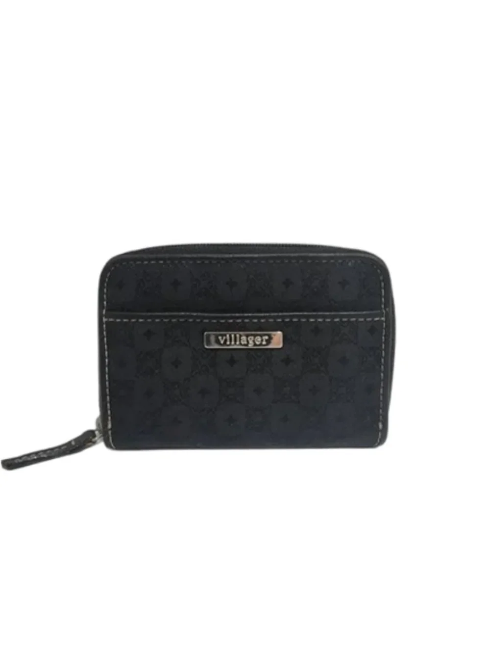 Villager Black Patterned Zip-Around Wallet Coin Purse Card Holder